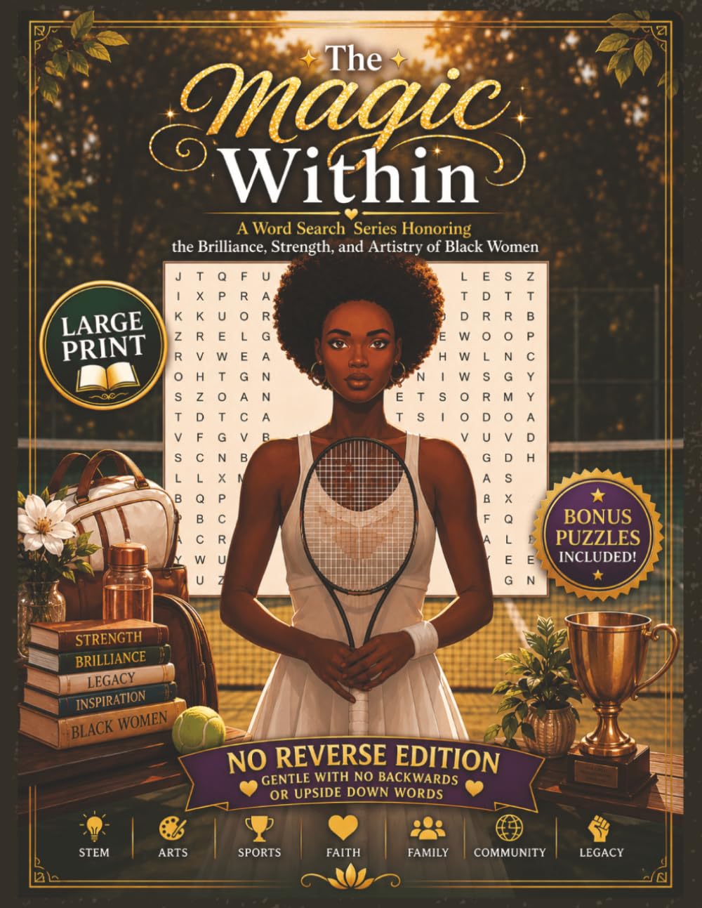 The Magic Within: Large Print No Reverse Word Search Honoring Black Women: Celebrating the Brilliance, Strength, and Artistry of Black Women Through ... Challenge (No Reverse Word Search Books)