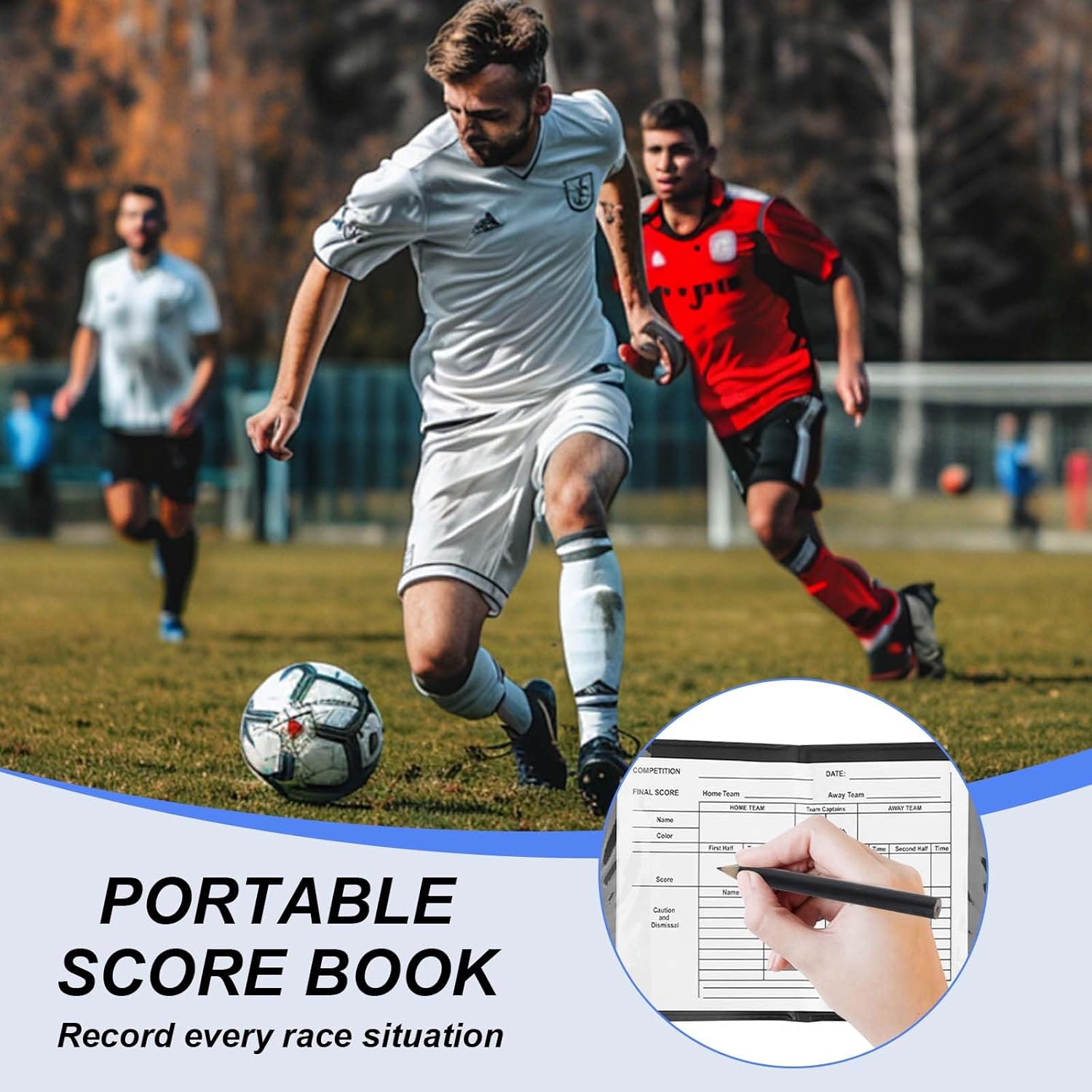 Football Referee Set with Red/Yellow Cards, Whistle/Score Sheets, for School/Family Matches