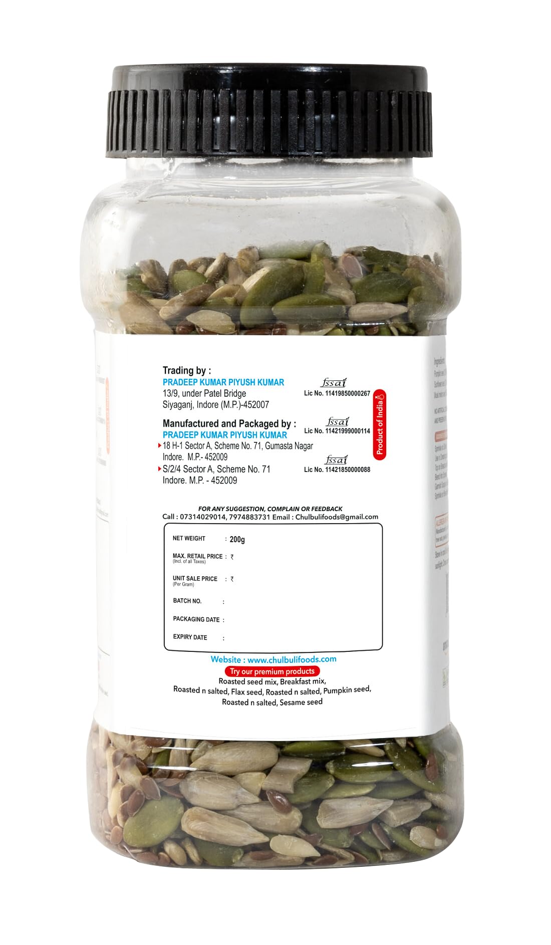 PP Chulbuli Roasted Pumpkin Seeds Seed Mix And Watermelon Seeds | Healthy Snack Trio Combo Pack | Daily Food Addition Seed Blend | Crunchy Snack Ingredient For Salad Smoothie Cooking Use | 3x200g Pack 1