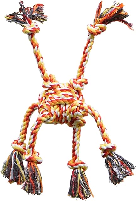 Dog Rope Toys for Aggressive Chewers - Interactive Toy for Large Dogs - 1.7lbs Indestructible Extra Large Ropes - 7 Knots for Multiple Dogs Tug of War Tough Enrichment Teeth Cleaning - Red