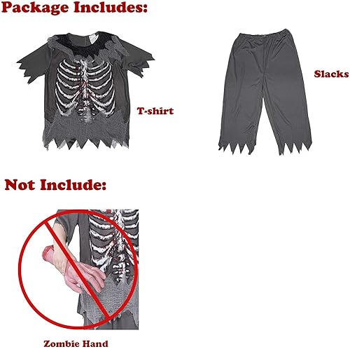 Miniatura 6 de EraSpooky Disfraz de esqueleto de zombi sangriento para niños, disfraz de terror para Halloween
