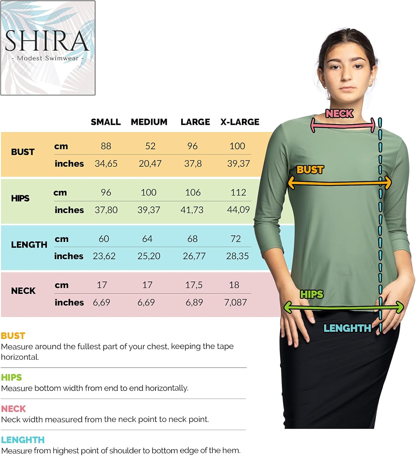 Woman Tznius Rash Guard 3/4 Sleeve Athletic for Swim, Tennis, Beach, Sports, UPF 50+ Sun Protection