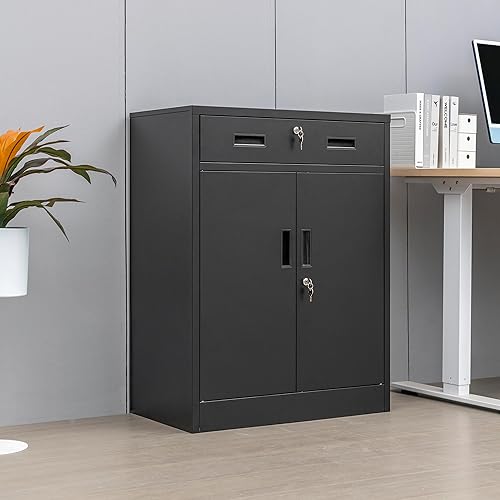 Miniatura 9 de CMY Gabinete de almacenamiento de metal, puertas con bloqueo de 36 pulgadas de alto y estantes ajustables, gabinete de almacenamiento de acero para