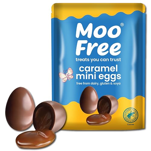 Moo Free Caramel Filled Dairy Free Mini Eggs | Bag of 7 Free-From Milk Chocolate Easter Eggs (84g)