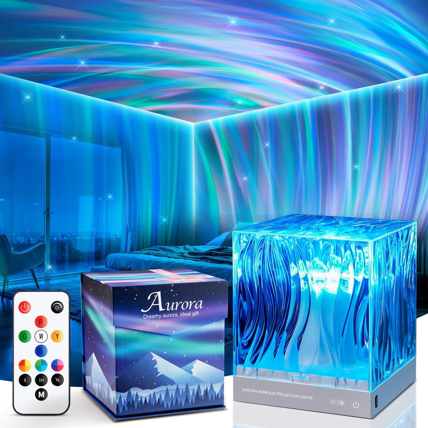 LED Starry Sky Projector Children, RGB 3D Lava Lamp with 18 Lighting Effects & Remote Control Timing, Northern Lights Projector Aurora Light, Starry Sky LED Projector Night Light, Children’s Room