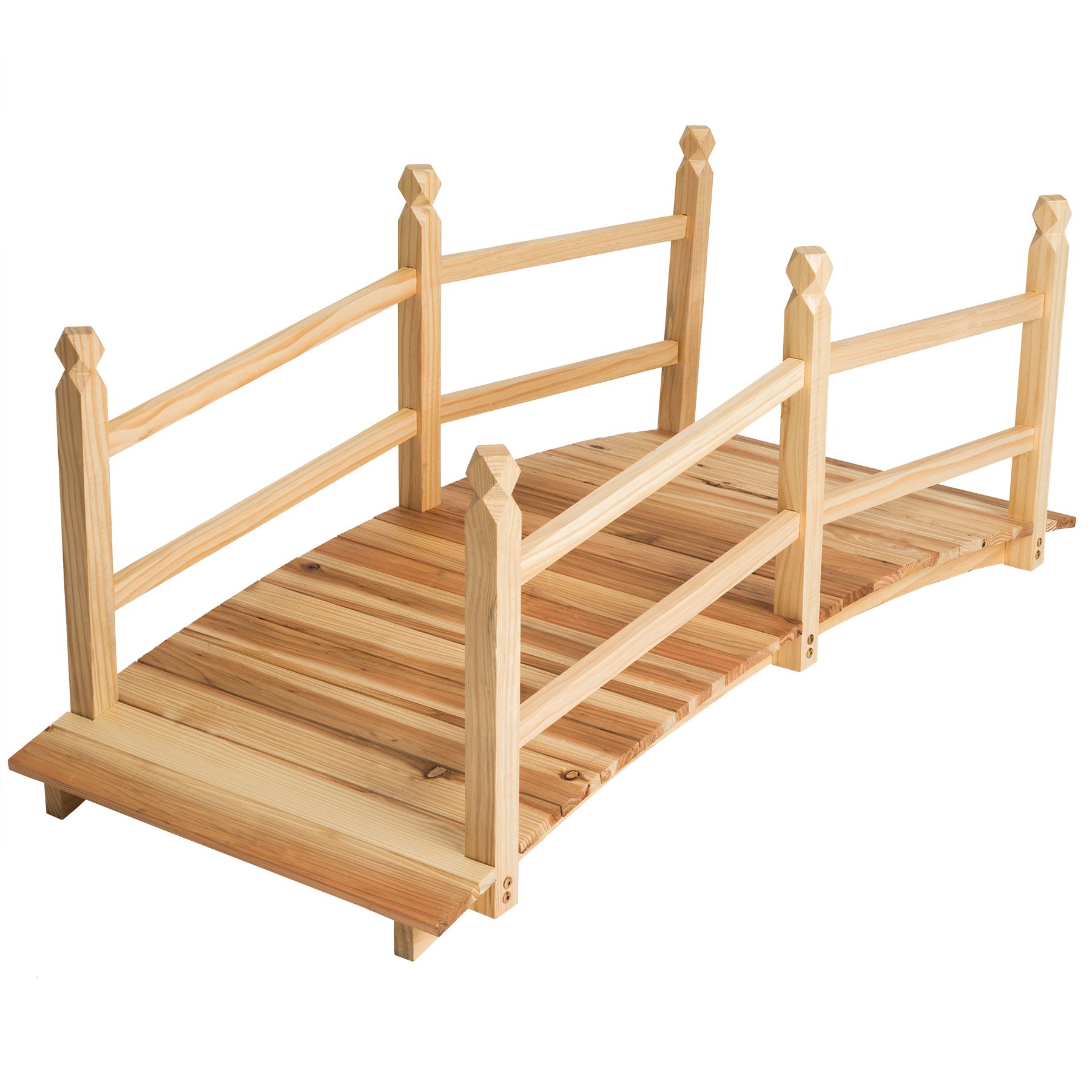Pont De Jardin En Bois Massif épicéa 150x67x56 Cm – Garde-corps Intégré – Charge Max 180 Kg – Pour étang, Ruisseau, Décoration