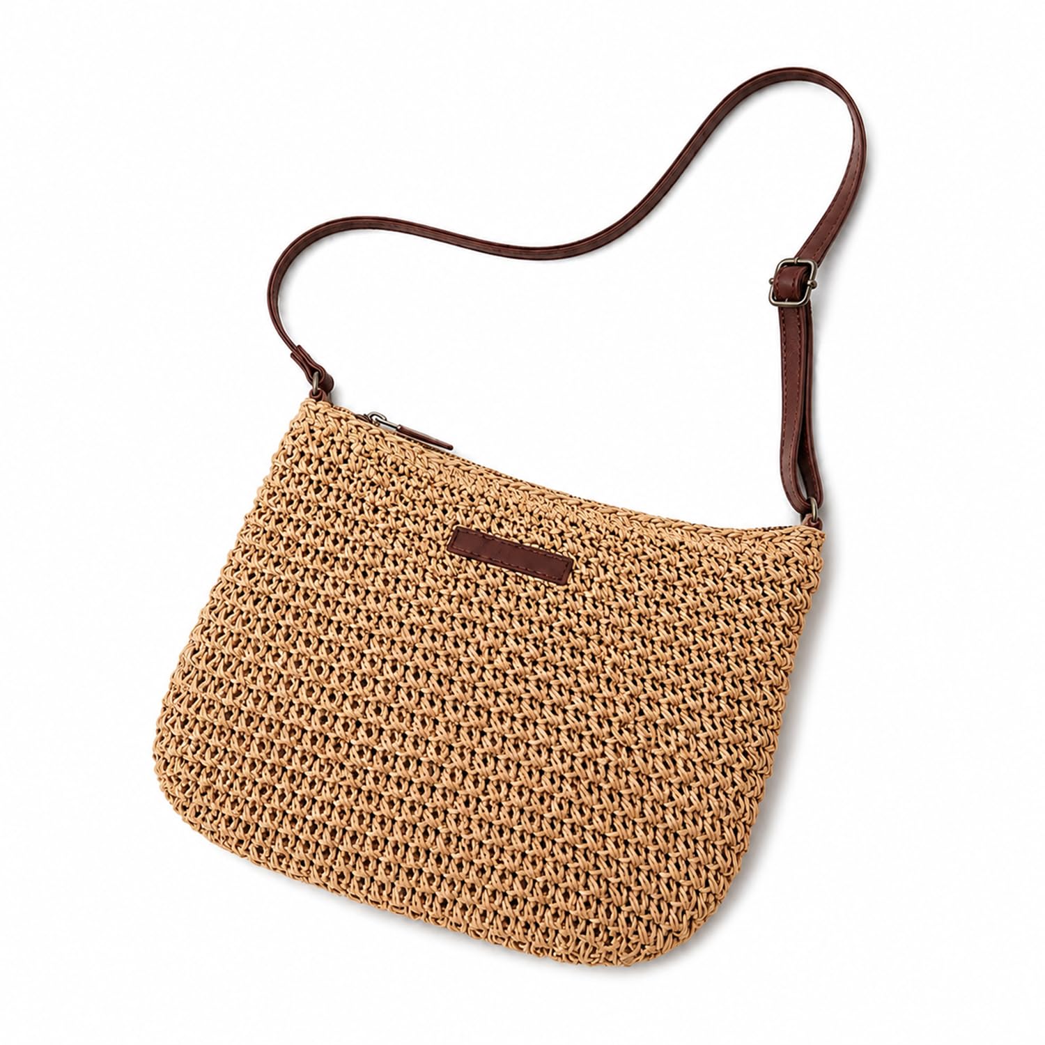 vesara Brown Paper Straw Crossbody Shoulder Bag for Women-picture-36