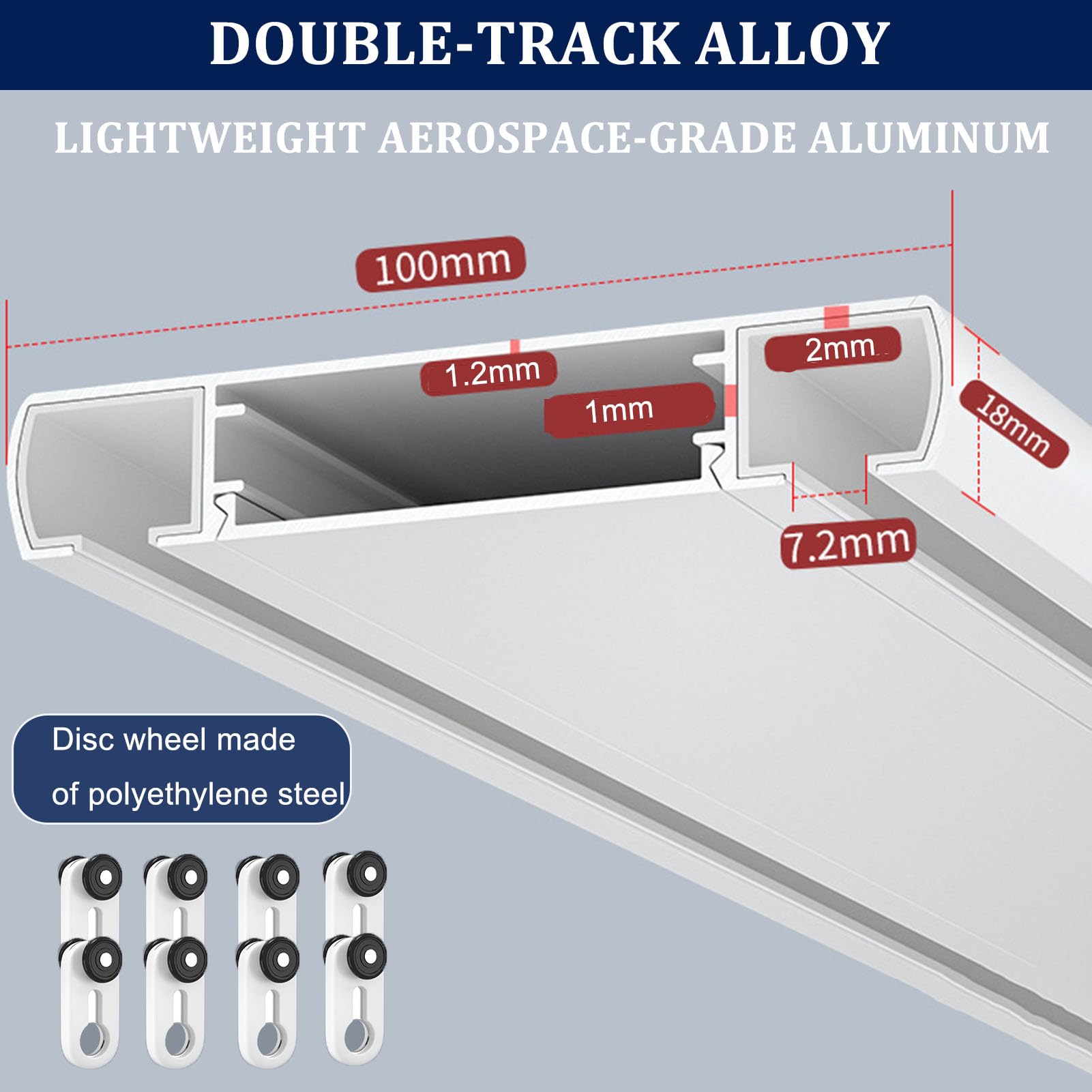 Genérico Riel De Cortina Doble, Montaje En Techo, Aluminio,Juego Completo con Riel De Cortina Doble Y Función De Deslizamiento Silencioso para Cortinas De Sala De Estar Dormitorio,Blanca,1.8m