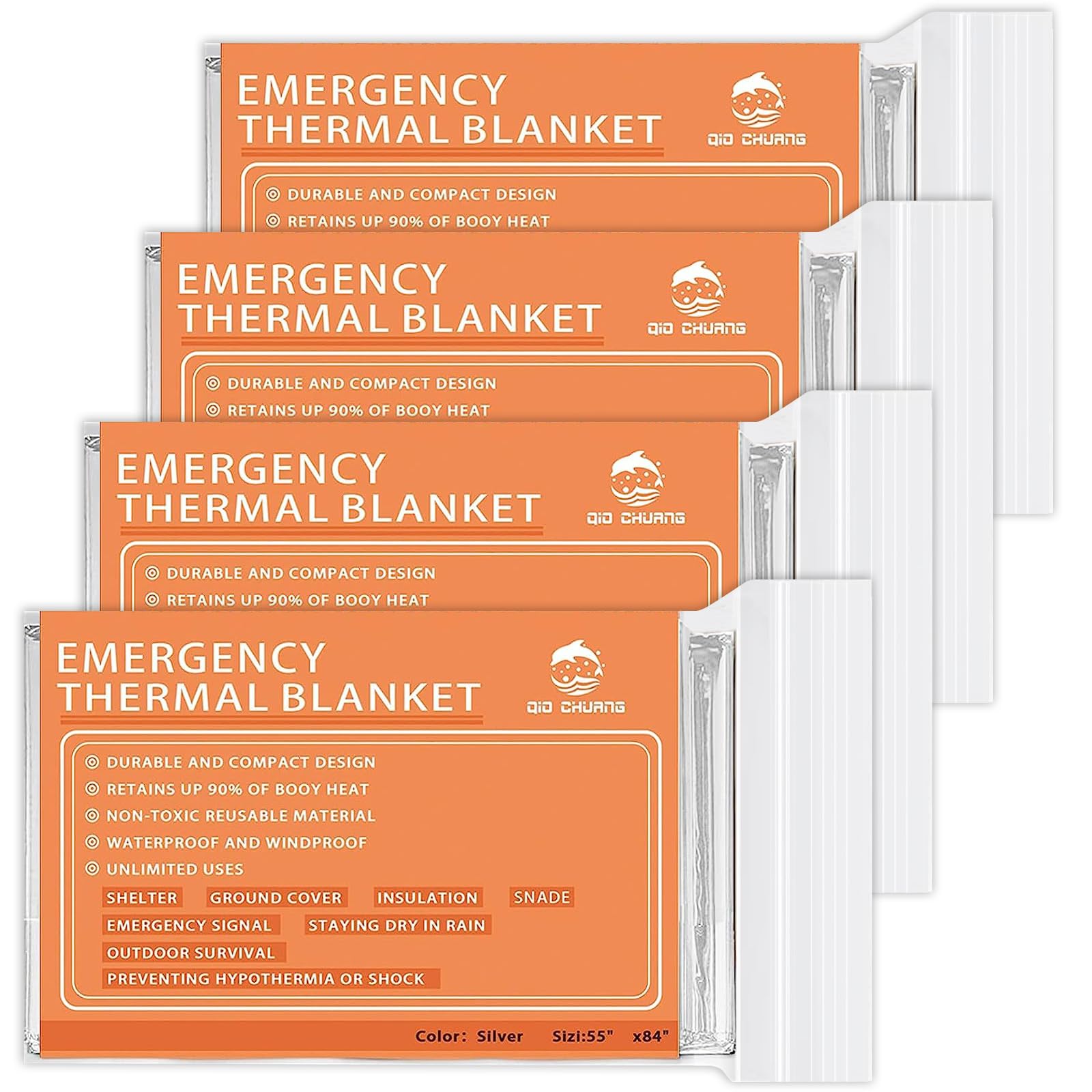 QIO CHUANG Mylar Blankets 4-Pack