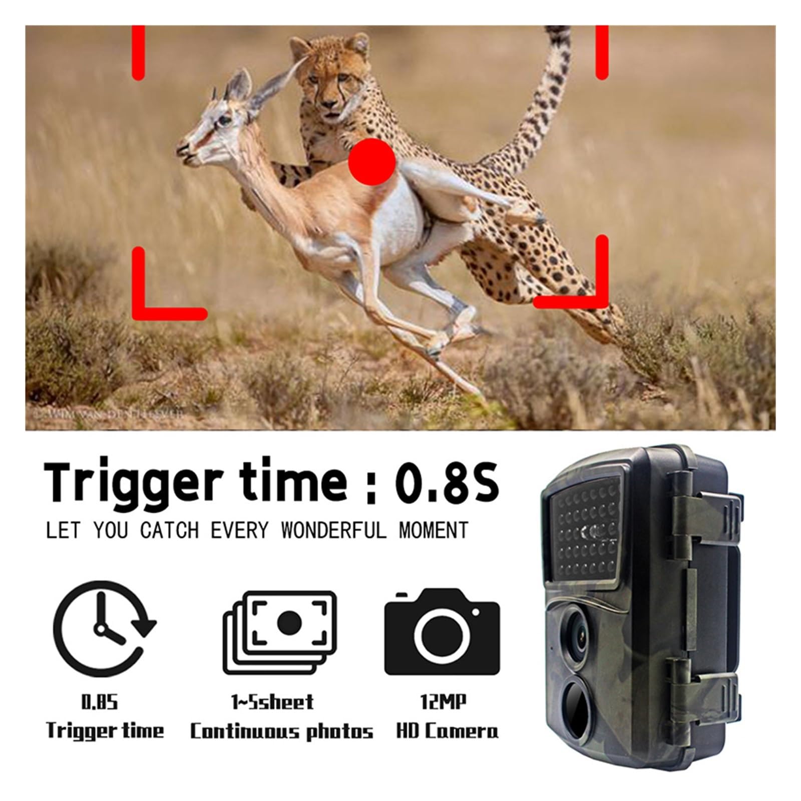 QHJBDZBGF Cámara para Fauna Silvestre， Cámara de Vida Silvestre for Exteriores, cámara rastreo HD, Impermeable, for Caza, exploración, Juego, visión Nocturna infrarroja, vigilancia, Trampa