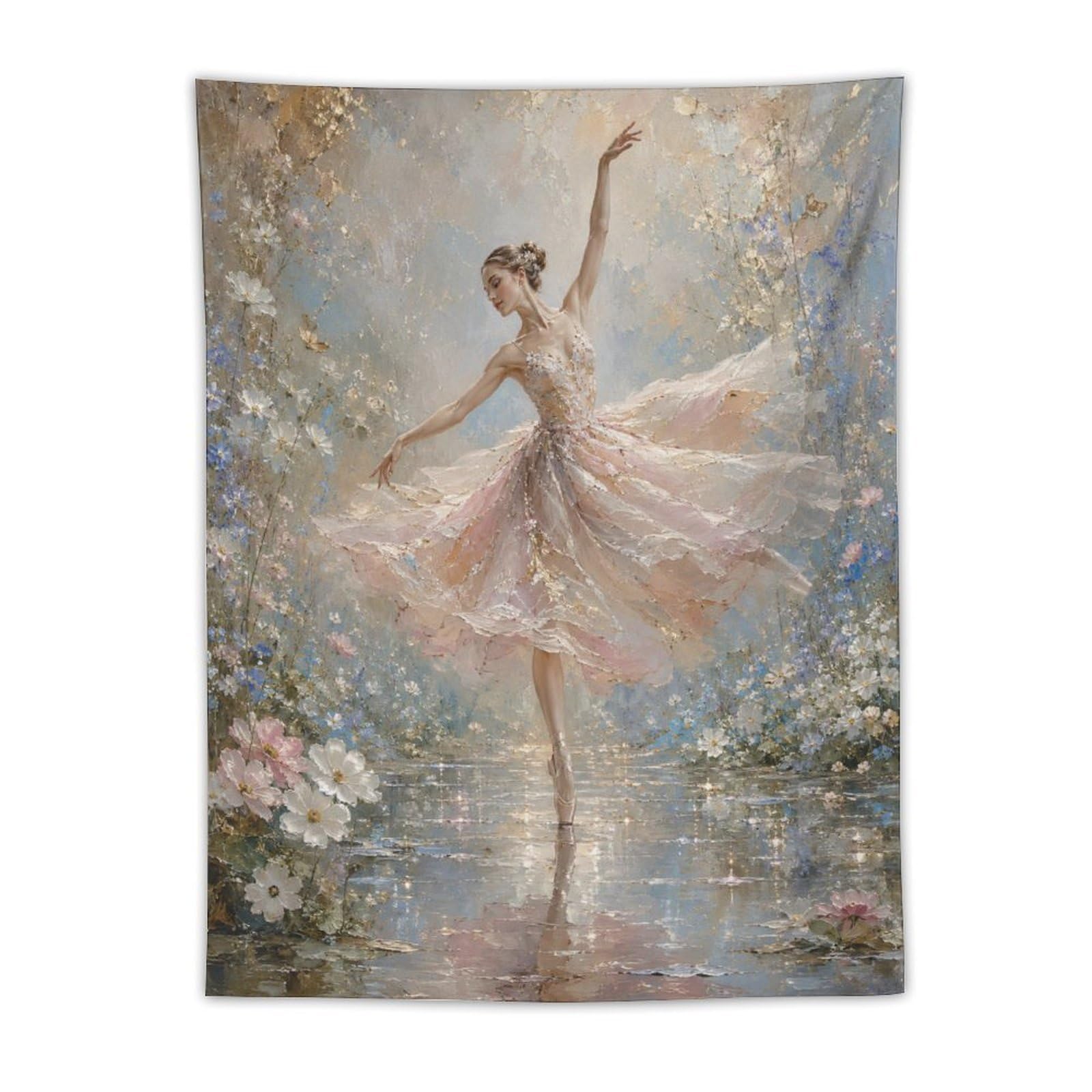 H3B8U2Y5 Ballerina Watercolor Garden Wall Tapestry, Ballet Dance Pose