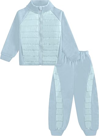 Gogokids Boys Girls 2-Pcs Fleece Outfits, Winter Jacket & Pants Set,Thermal Tracksuit Snowsuit for School Skiing 3-12Y