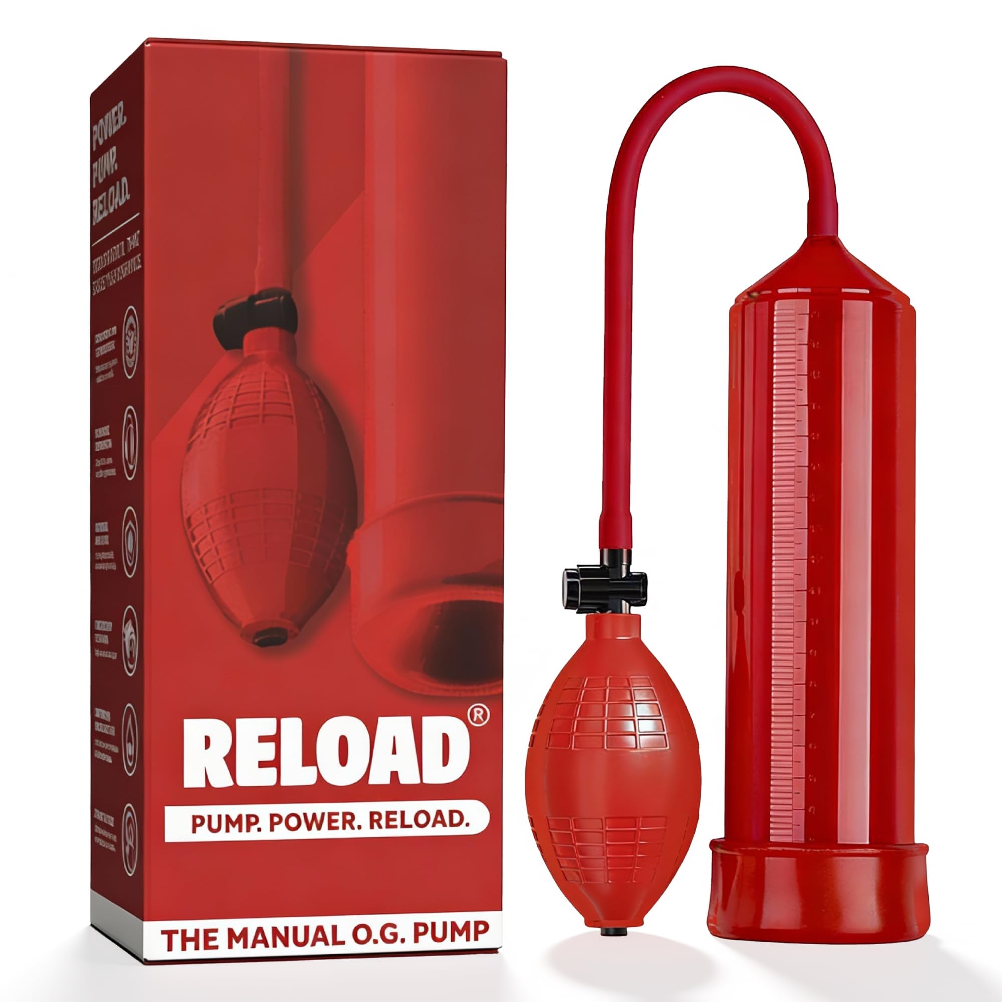 Reload The O.G. : pompe à pénis pour l'érection masculine, pompe à vide à commande manuelle dotée d'un design confortable en silicone souple, fabriquée dans un matériau sans danger pour le corps