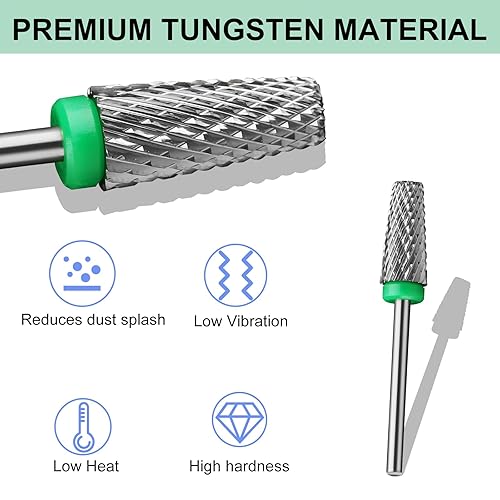 Miniatura 10 de Broca de carburo de tungsteno 5 en 1, broca de uñas electrónica de barril cónico para uñas de gel acrílico, eliminación de forma de uñas doble,