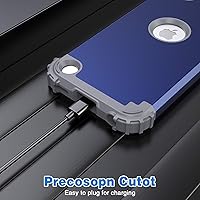 Vista 6 de IDweel Funda para iPod Touch de 7ª generación con 2 protectores de pantalla, híbrida 3 en 1, a prueba de golpes, delgada, resistente, carcasa de Azul