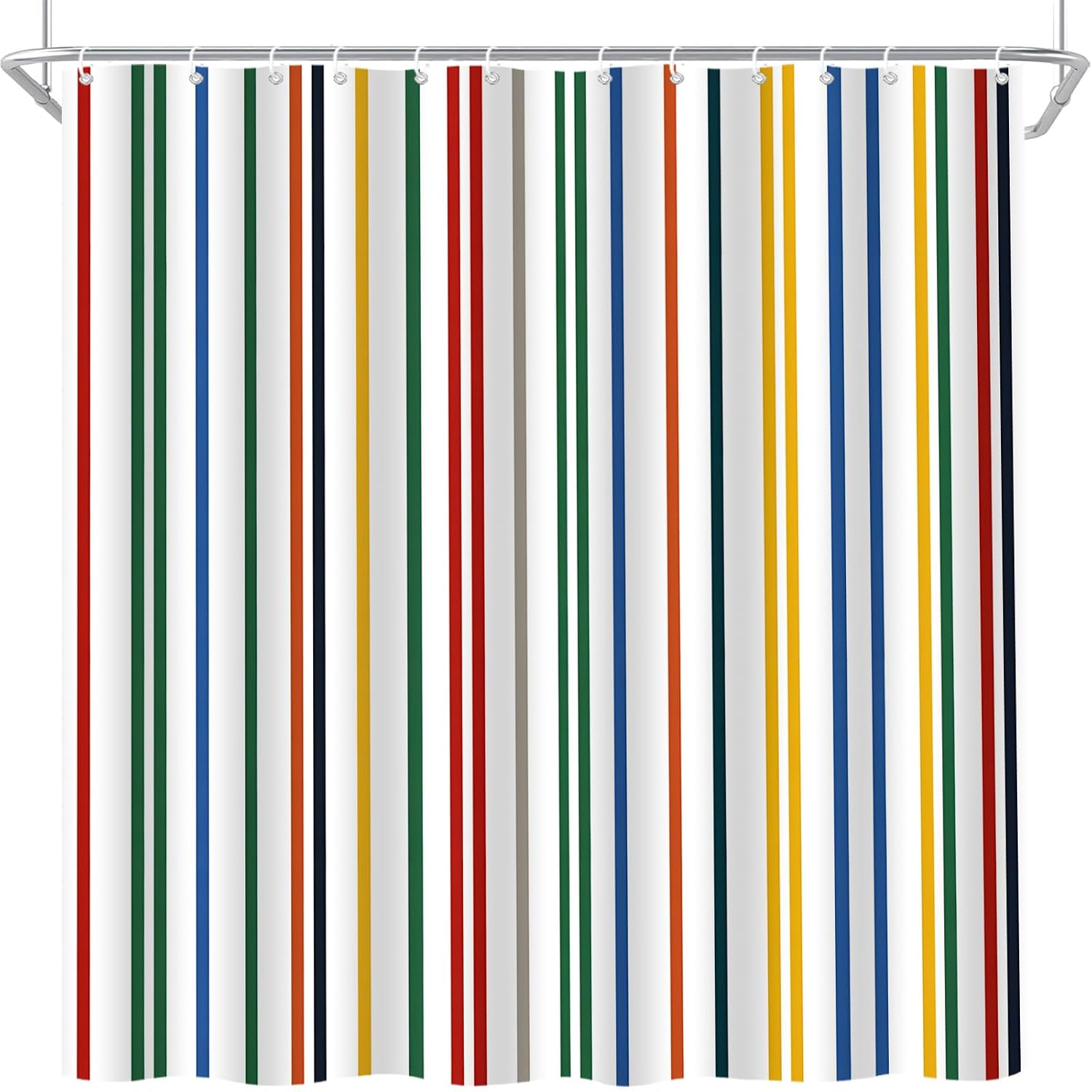 Cute Shower Curtain Colorful Striped Vertical Line Retro Rainbow Color Boho Modern Minimalist Geometric Vintage Aesthetic Art Bath Decor Curtain with Hooks, 70x70 Inch