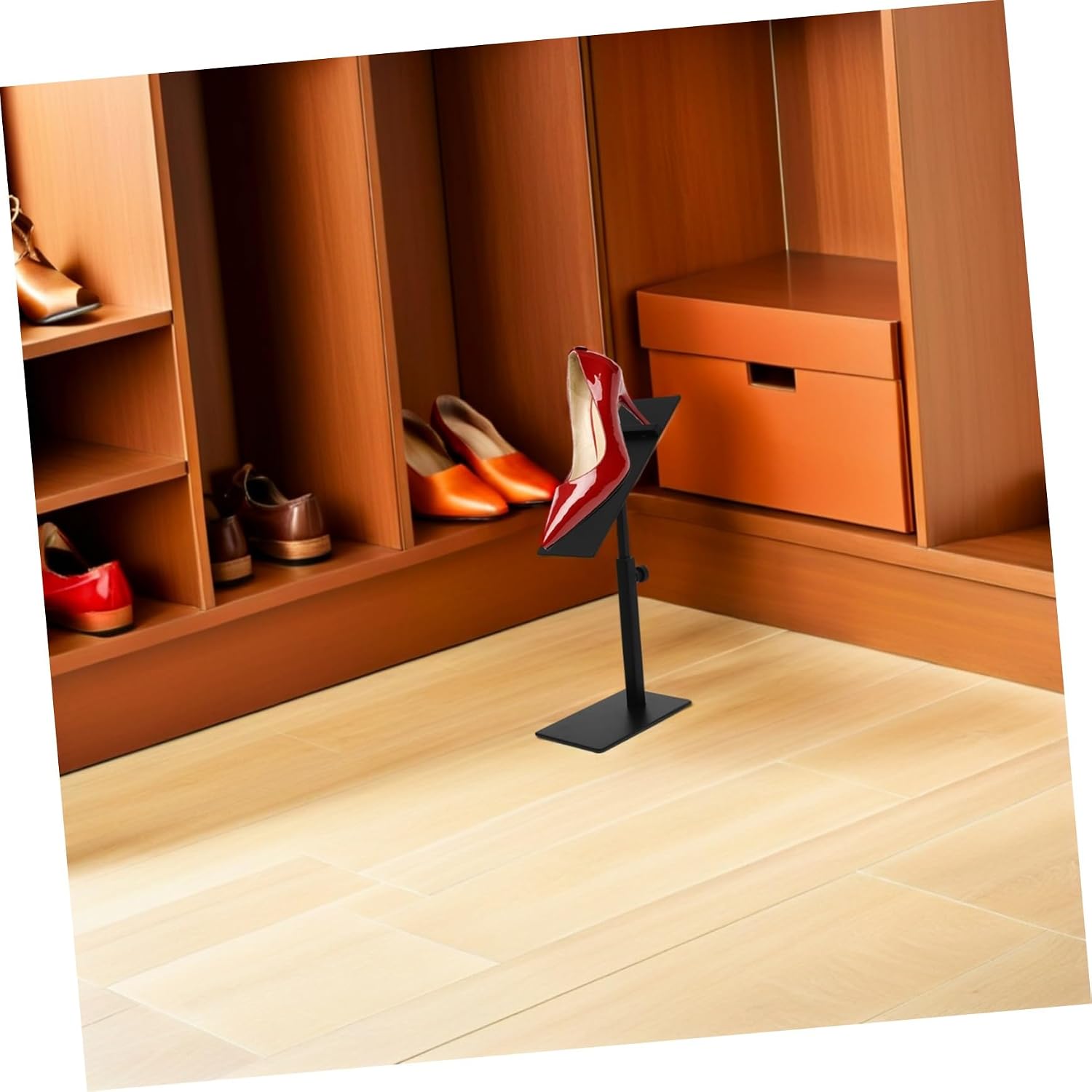 Cabilock 2pcs Stainless Steel Shoe Display Holders Stackable Metal Shoe Rack Adjustable Entryway