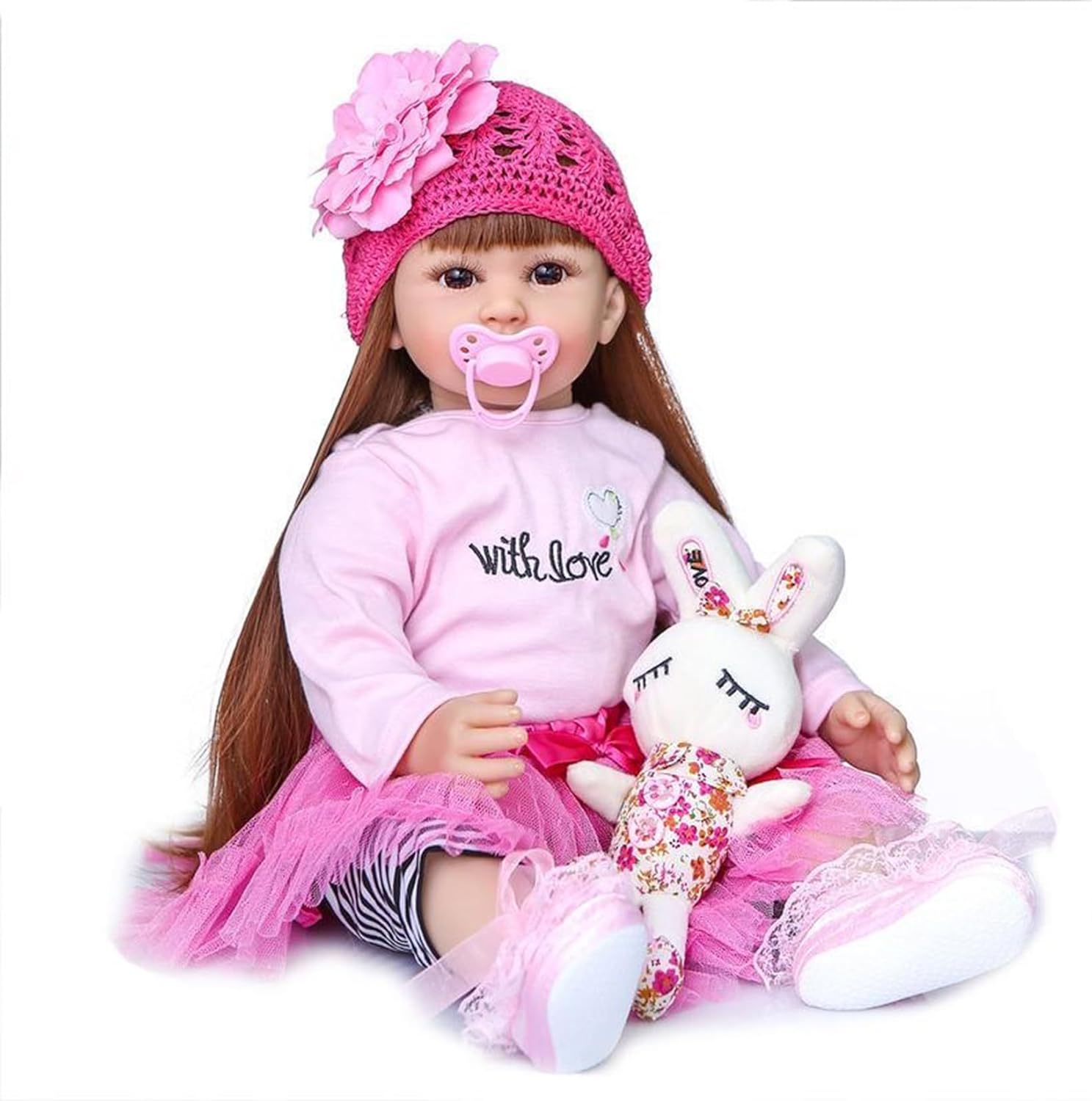 Doll Girl Princess with Curly Blonde Hair 24 Inch 60cm Real Life Looking DollsVinyl Limbs & Cloth Body Feeding Kit Toys Birth Certificate Accessories Gifts Age 14+