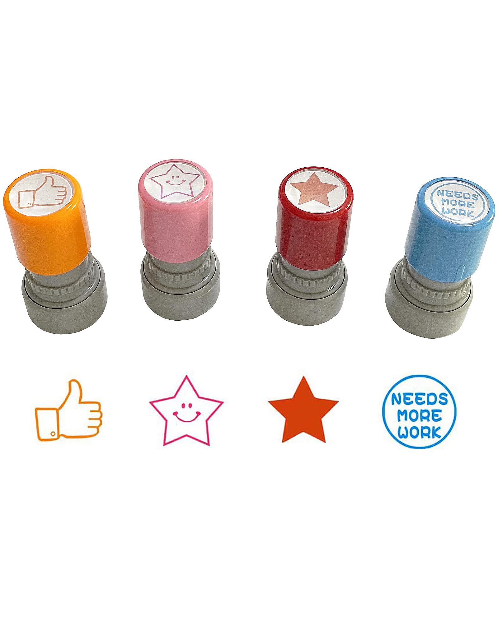 Juqumty 4Pcs Teacher Rubber Stamps Self-Inking Stamp For Teachers Classroom Rubber Stamper Teacher Review Grading Stamps – Multicolor