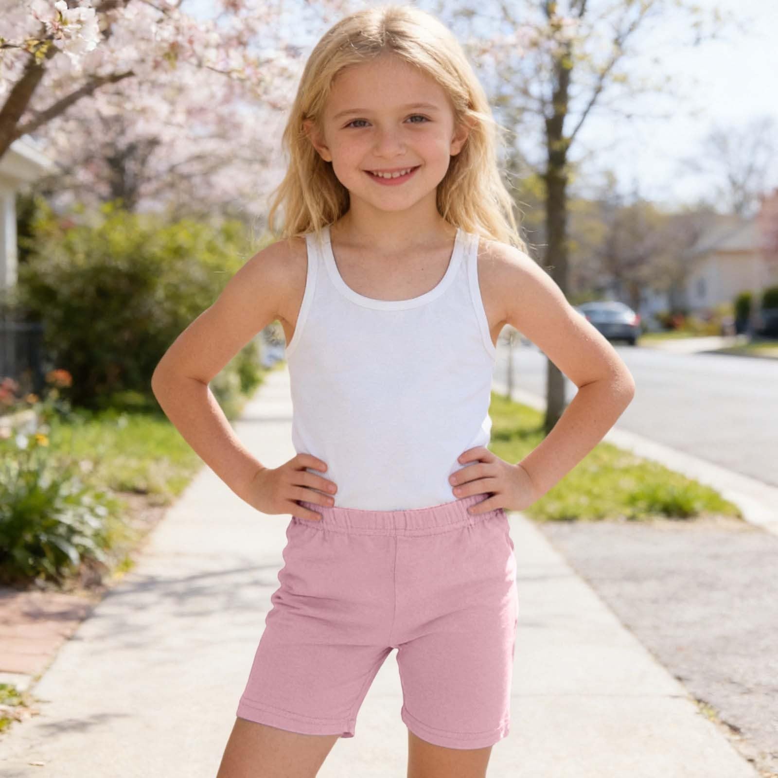 Generisch Mädchen Kurze Leggings Baumwolle Radlerhose Sommer Activewear Shorts, Kinder Unter Kleid Hosen, Elastische Sporthose Turnhose Sommerhose für Sport Laufen Tanz Wandern