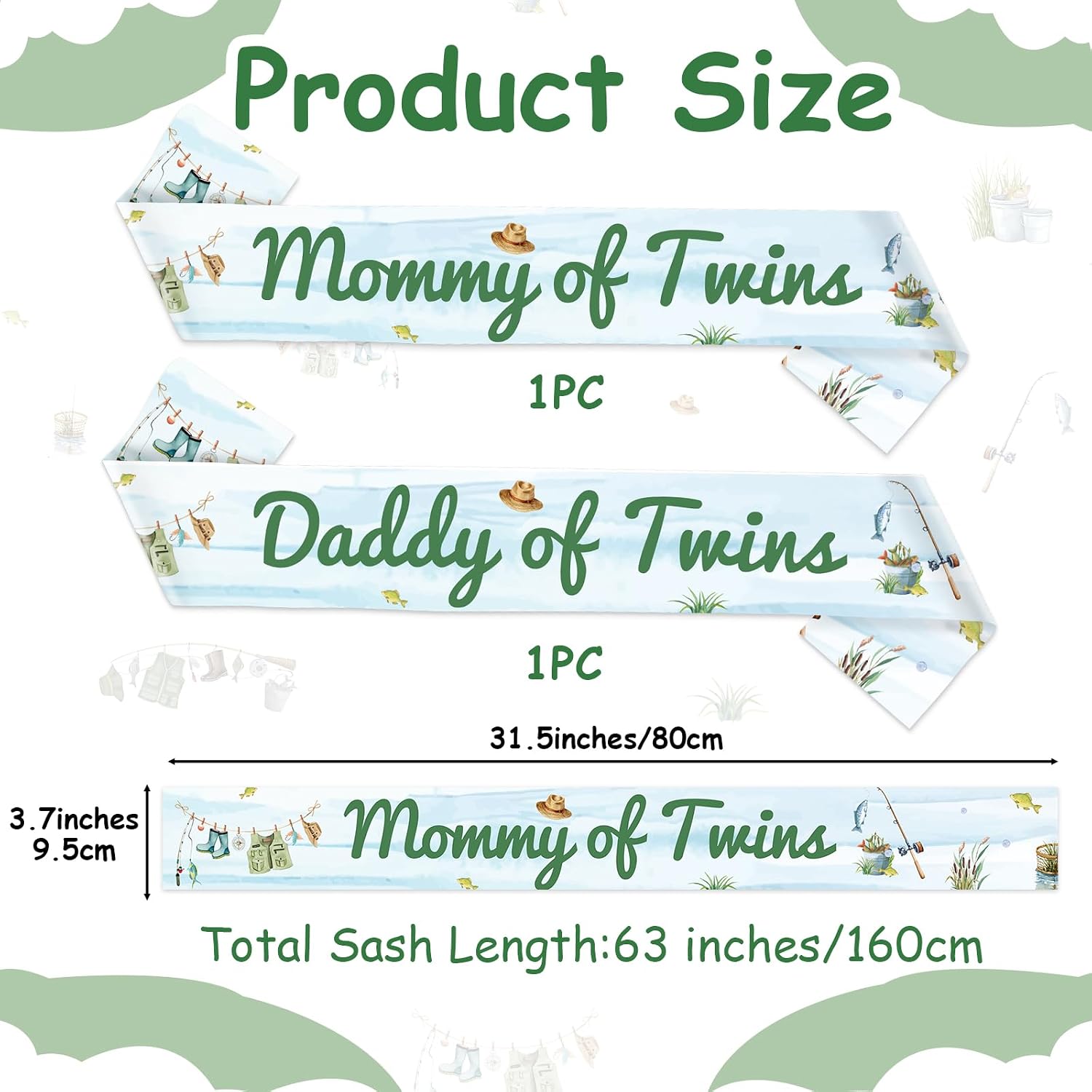 Fishing Twins Baby Shower Decorations Sash a Little Fisherman Is on the Way Mommy of Twins Dad of Twins Sash Gifts for Boys Gone Fishing Baby Shower Gender Reveal Party Supplies