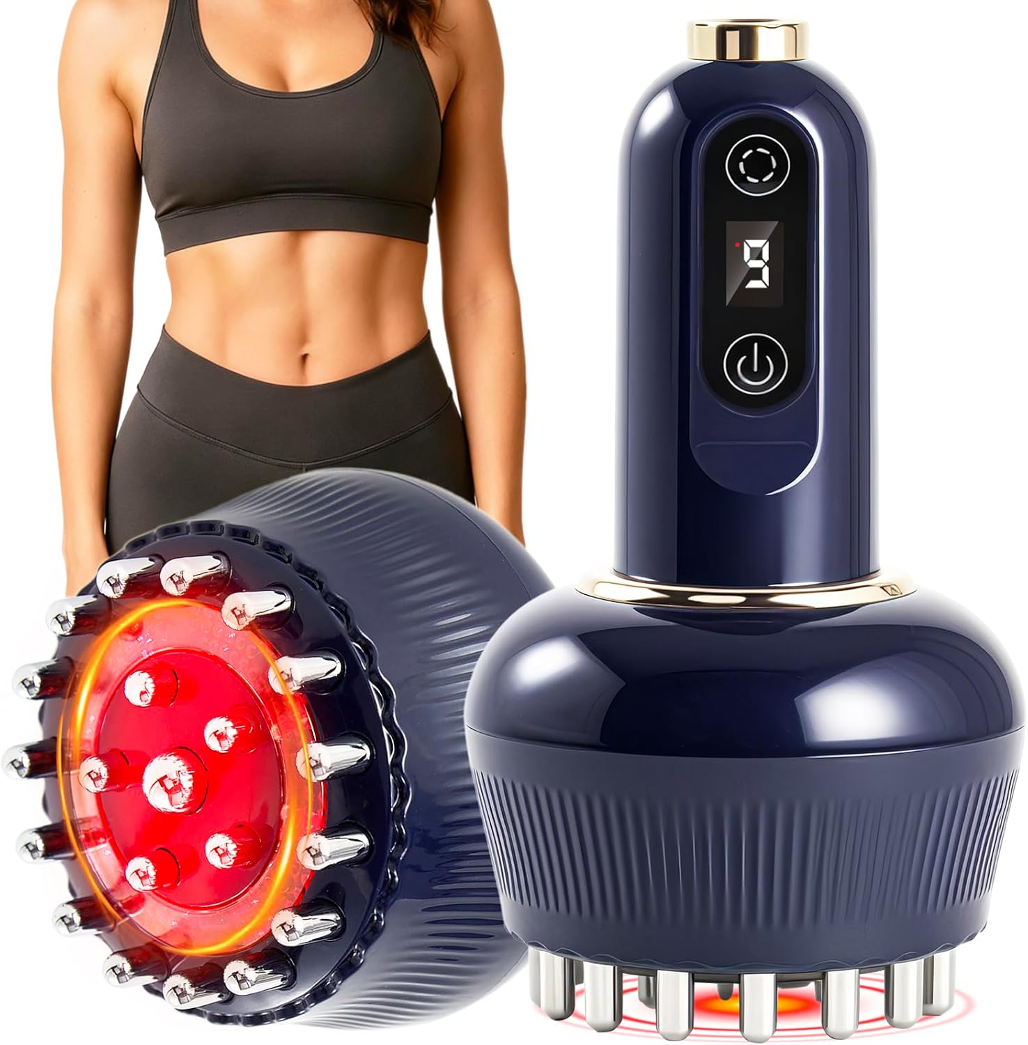 Lymphatic Drainage Massager & Anti Cellulite Massage Tool, Helps Reduce Stretch Marks & Cellulite, for Legs, Arms & Belly, Body Sculpting Machine with Microcurrent, Light, Heat & Vibration