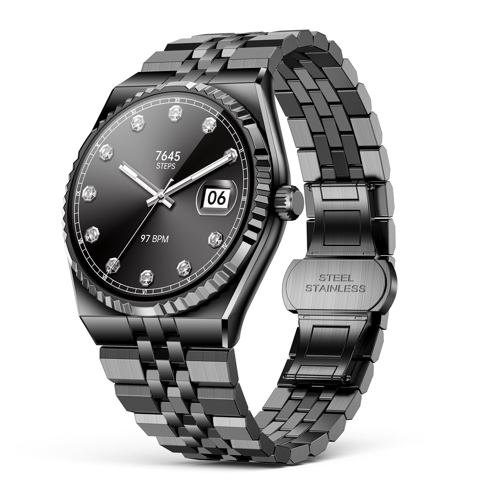 Photo 1 of Luxury Smart Watch with Bluetooth Calls, Heart Rate/Blood Pressure/Blood Oxygen/Sleep Monitor, 1.32" AMOLED Display, 160+ Sports Modes, IP68 Waterproof, Compatible with iOS Android for Men Women Black