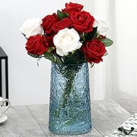 Vista 37 de Jarrón de vidrio transparente para flores, florero para ramo, jarrones de vidrio modernos, jarrones acanalados para sala de estar, dormitorio, mesa