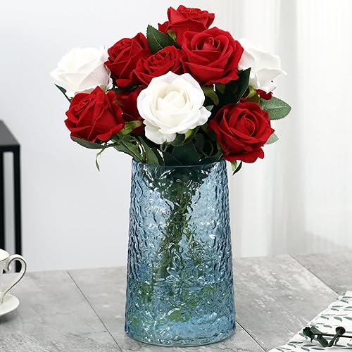 Miniatura 36 de Jarrón de vidrio acanalado, jarrones de flores para ramo, jarrones de vidrio transparente para flores, moderno jarrón acanalado para sala de estar,