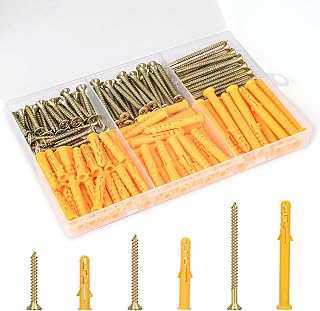 Aovchei 170pcs Drywall Anchors Kit with #6x1.18/1.57/2.36" Screws - Heavy Duty Plastic Anchors for Pictures, Shelves, Curtains