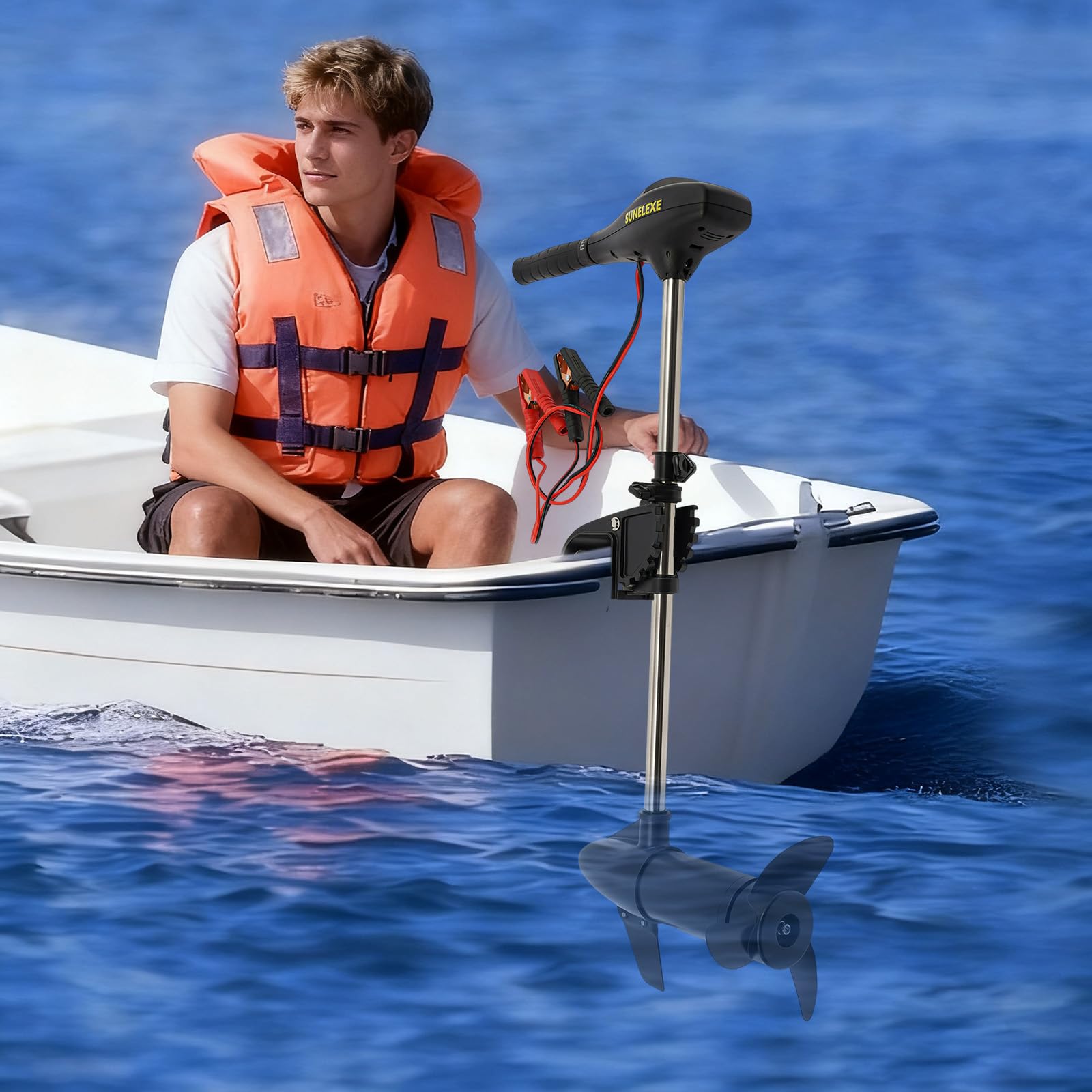 Moteur hors-bord extensible 12 V 58 lbs Moteur électrique puissant pour kayaks et bateaux, jusqu'à 500 kg