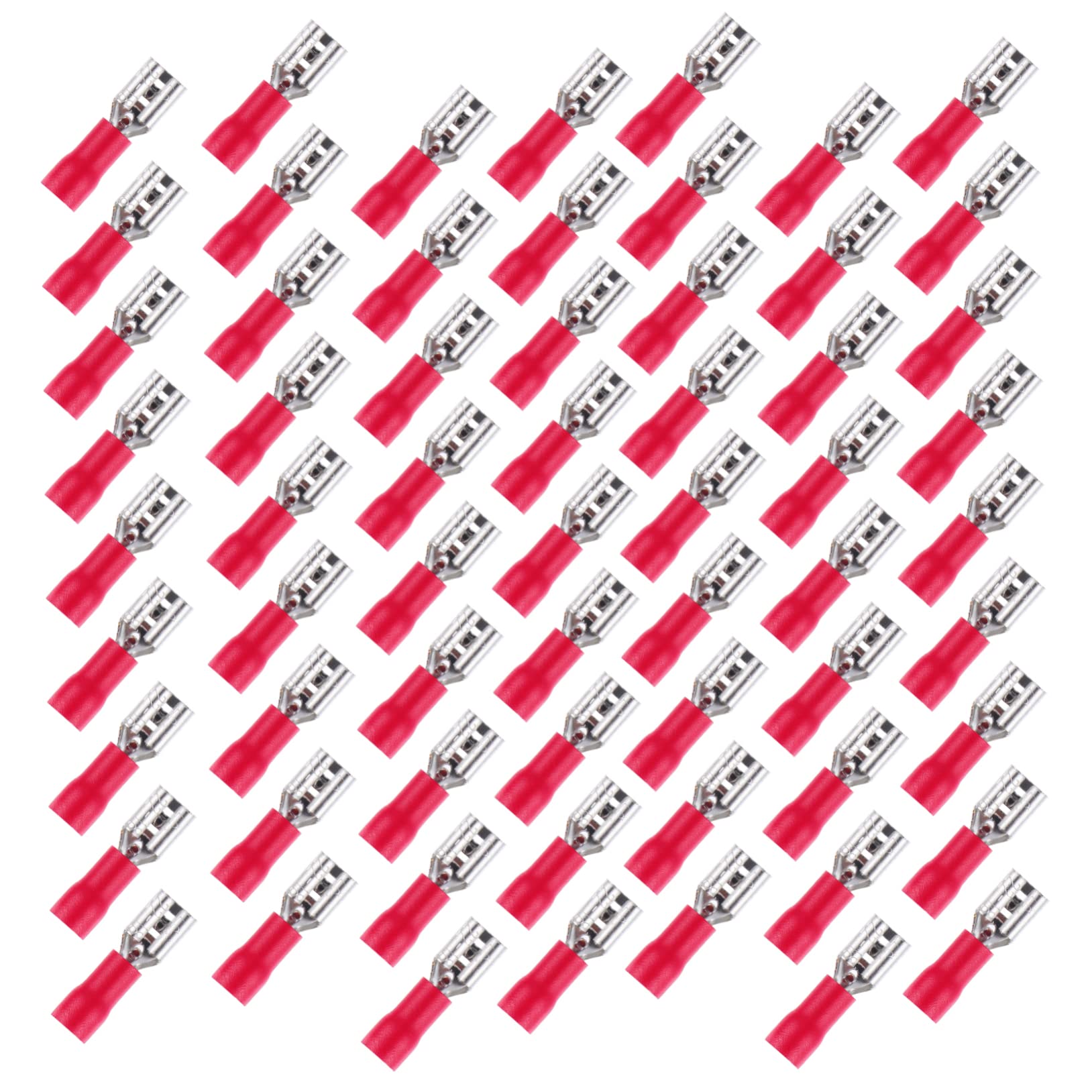 FUNOMOCYA 200pcs Insulation Spring Female Quick Slides Spade Wire Connector Cold Pressed Connector High Temperature Female Disconnect Cold Pressed Terminal Female Quick Disconne Brass Red