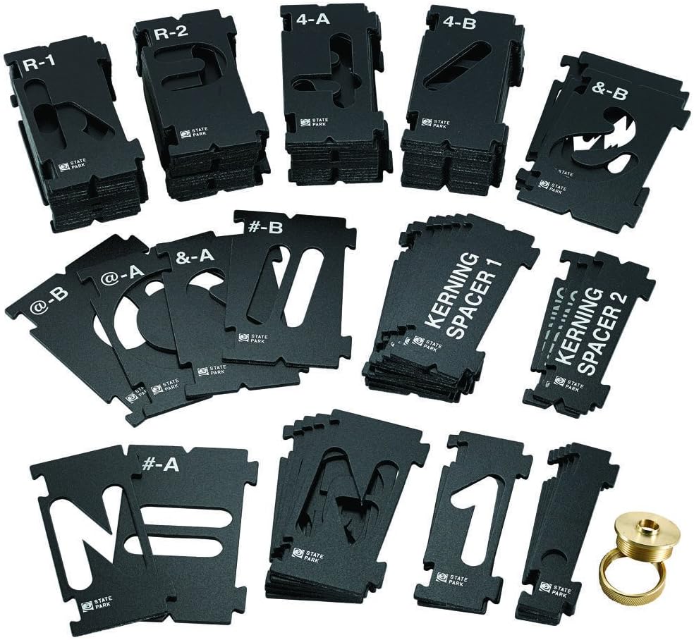 Router Letter Template Set (1-1/2”H - 99 Pieces) – State Park Font Letter Router Template – Interlocking Sign Making Templates w/Letters, Numbers, & More - Interlock Signmaker's Templates