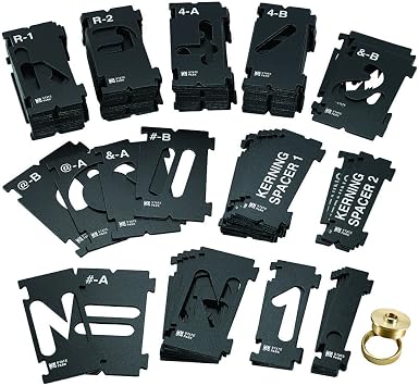 Rockler Router Letter Template Set 1-1/2H - 99 Pieces State Park Font Letter Router Template Interlocking Sign Making Templates w/Letters, Numbers, More - Interlock Signmakers Templates