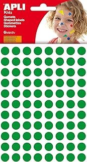 APLI - Bolsa de gomets redondos 10 mm, color verde, 6 hojas