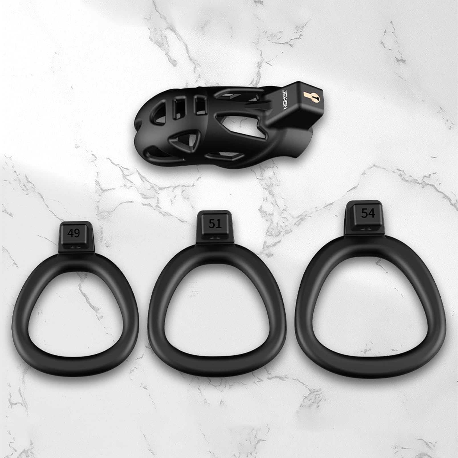 Juego de Jaula para el Pene con 3 Cockrings de Diferentes Tamaños Jaula de Castidad Transpirable BDSM Bondage SM Juego Juguetes Sexuales para Hombres y Parejas (XS)
