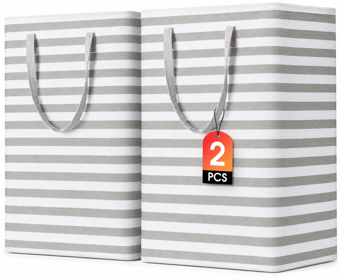 Photo 1 of 2 Pack Large Laundry Baskets, Laundry Hampers, Freestanding Waterproof Collapsible Clothes Basket with Easy Carry Handles in Laundry Room Bathroom Bedroom Dorm,Grey,75L