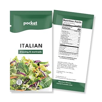 Pocket Flavors Salad Dressing - Ready to Serve Low-Calorie Dressing in Individual Single Serve Pouches, 1 oz each - Italian, 8 Count