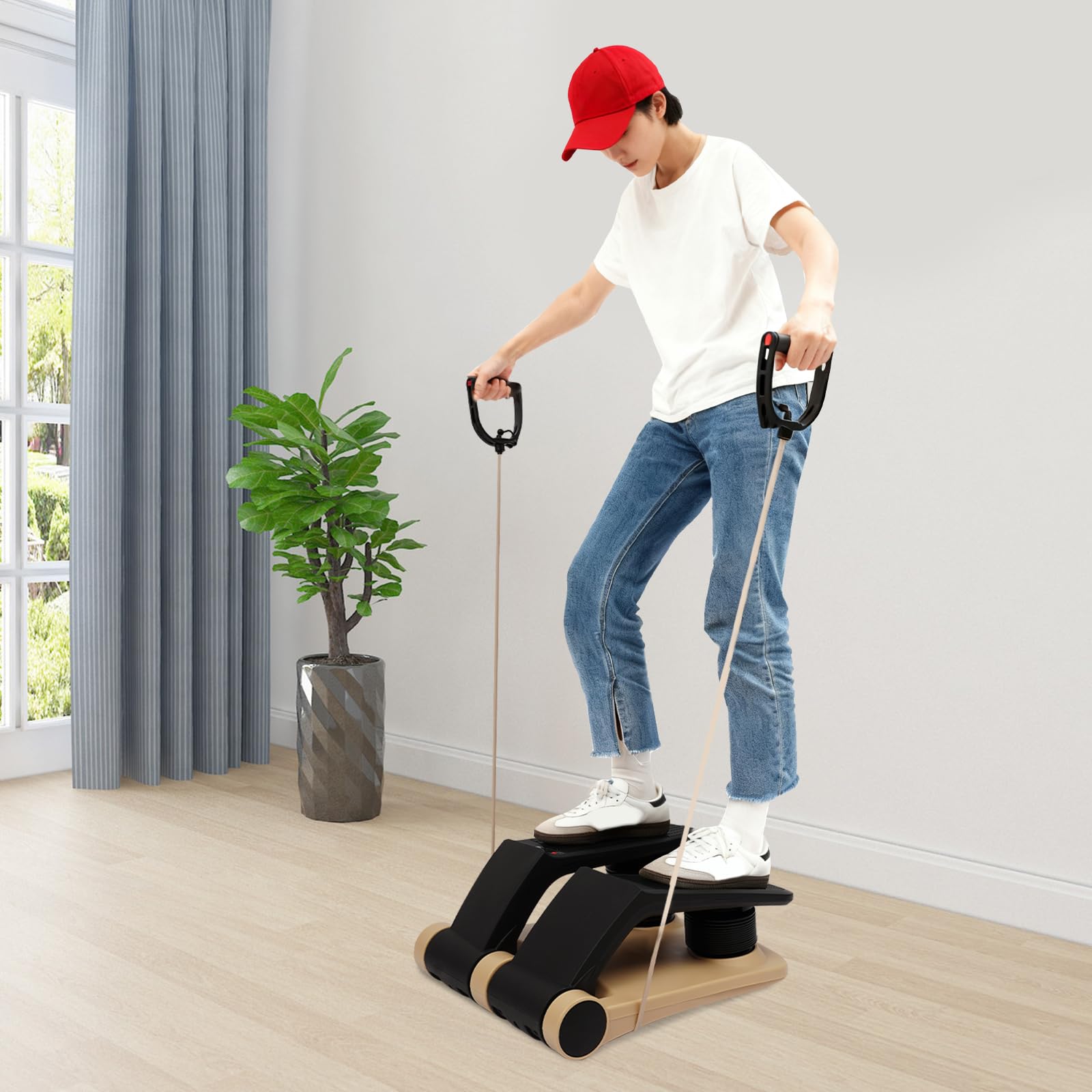 Stepper per casa, portata 150 kg, 5 tensioni, display LCD | Fascia di resistenza per le articolazioni, regolabile in 5 posizioni, Twist Stepper, tempo e calorie, antiscivolo