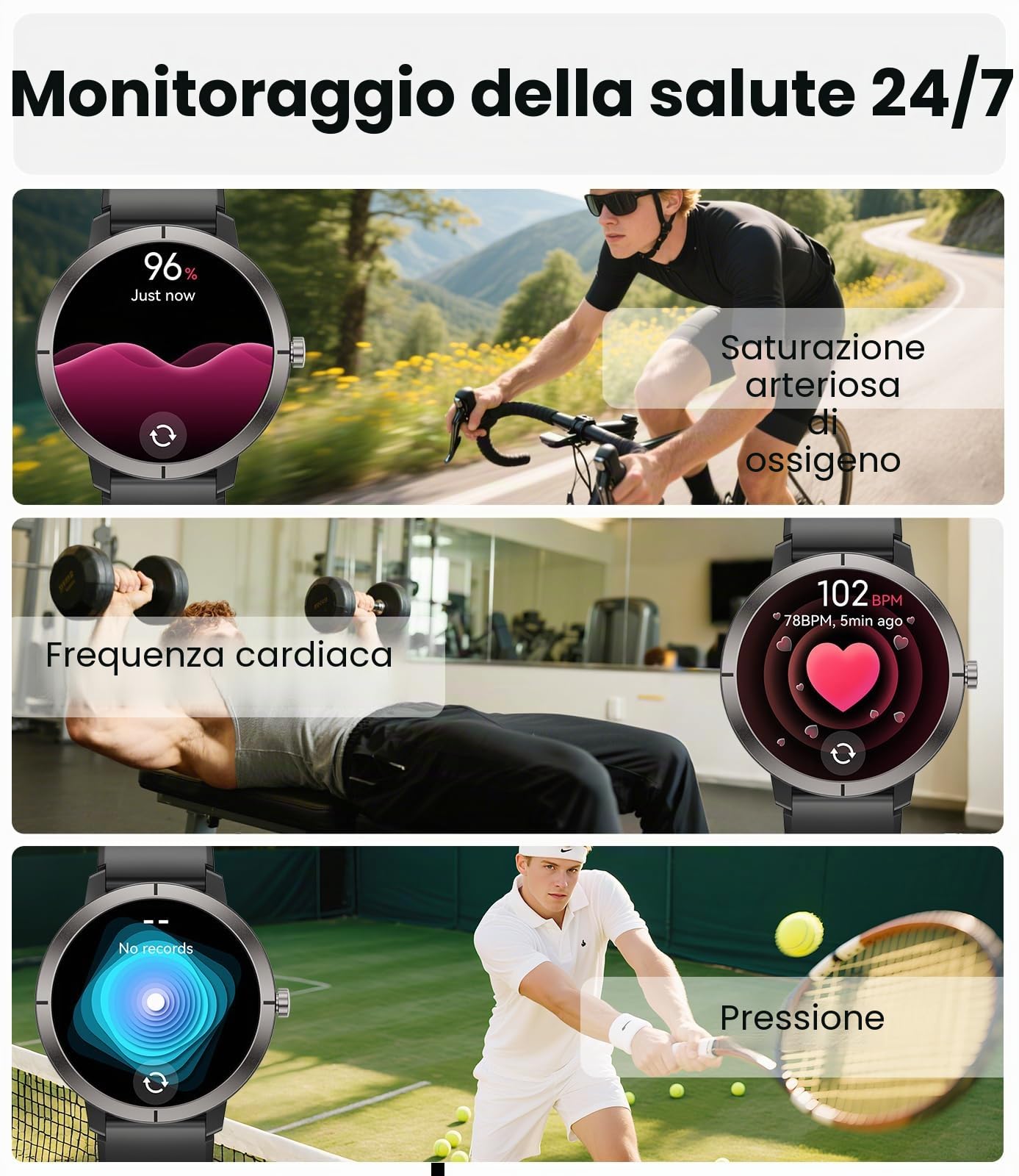 Orologio Intelligente Uomo Donna con GPS, Batteria 10 Giorni, Schermo Amoled da 1,35''/Caso in Alluminio/5ATM, 170+ Modalità Sportive, Fitness Tracker con Frequenza Cardiaca, Monitoraggio del Sonno