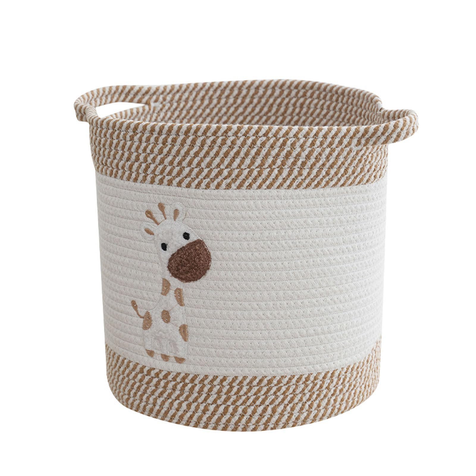 Panier en corde tissée kaki 30x30 cm avec broderie élégante pour salon