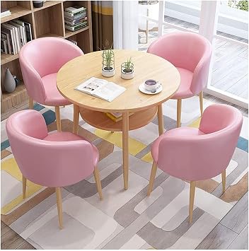 Modern Conference Room Table Business Coffee Table Negotiation Table and Chair Set for Combination, Small Round Table Modern Coffee Shop Milk Tea Shop Clothing StoreColorPink,SizeWood