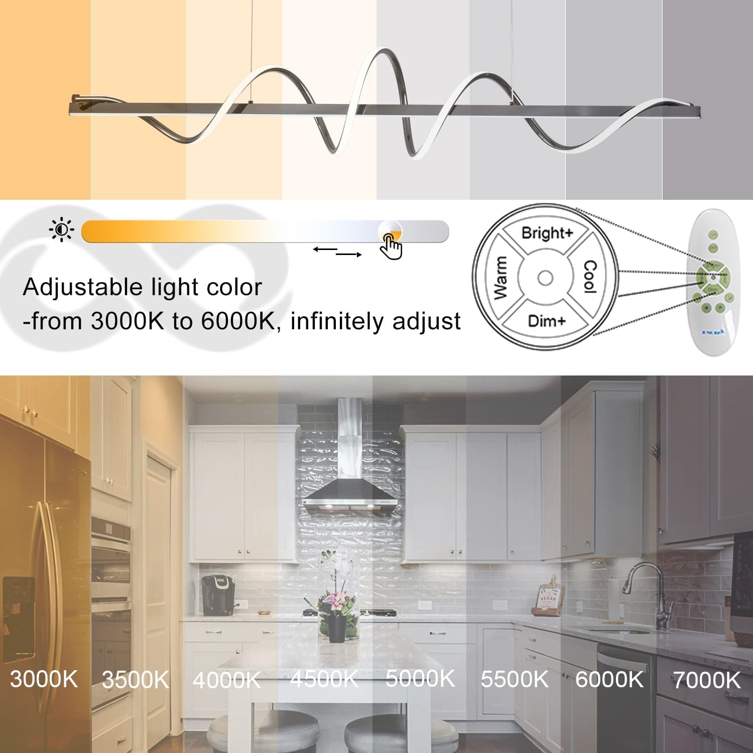 Hängelampe LED Pendelleuchte Esstisch, Hängeleuchte Dimmbar Esstischlampe 3000K-6000K, (Galvanisiertes Schwarz) | Kreative moderne Deckenleuchte, perfekt für Kücheninsel, Esszimmer, dekorative Beleuchtung über dem Esstisch