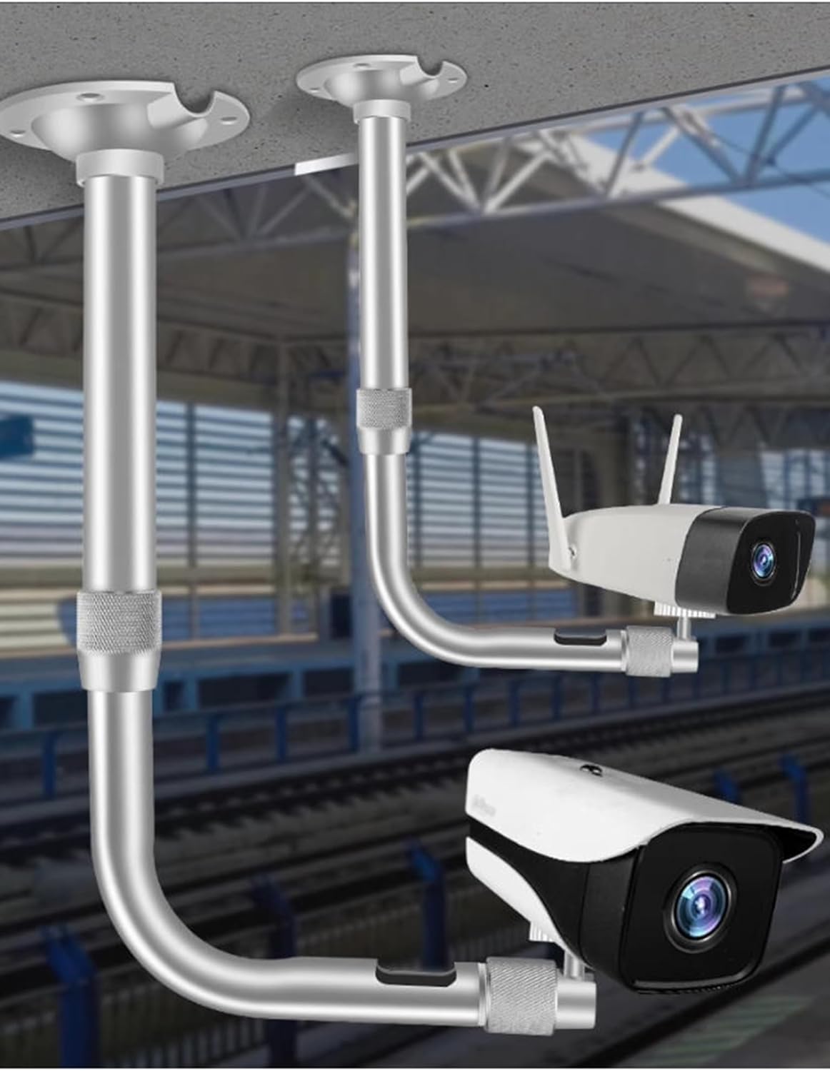 Telescopic Security Camera Pole Extension Mount - Adjustable Wall-Mount Bracket for Surveillance Cameras (20-40cm/7.87-15.75in) - Durable & Versatile