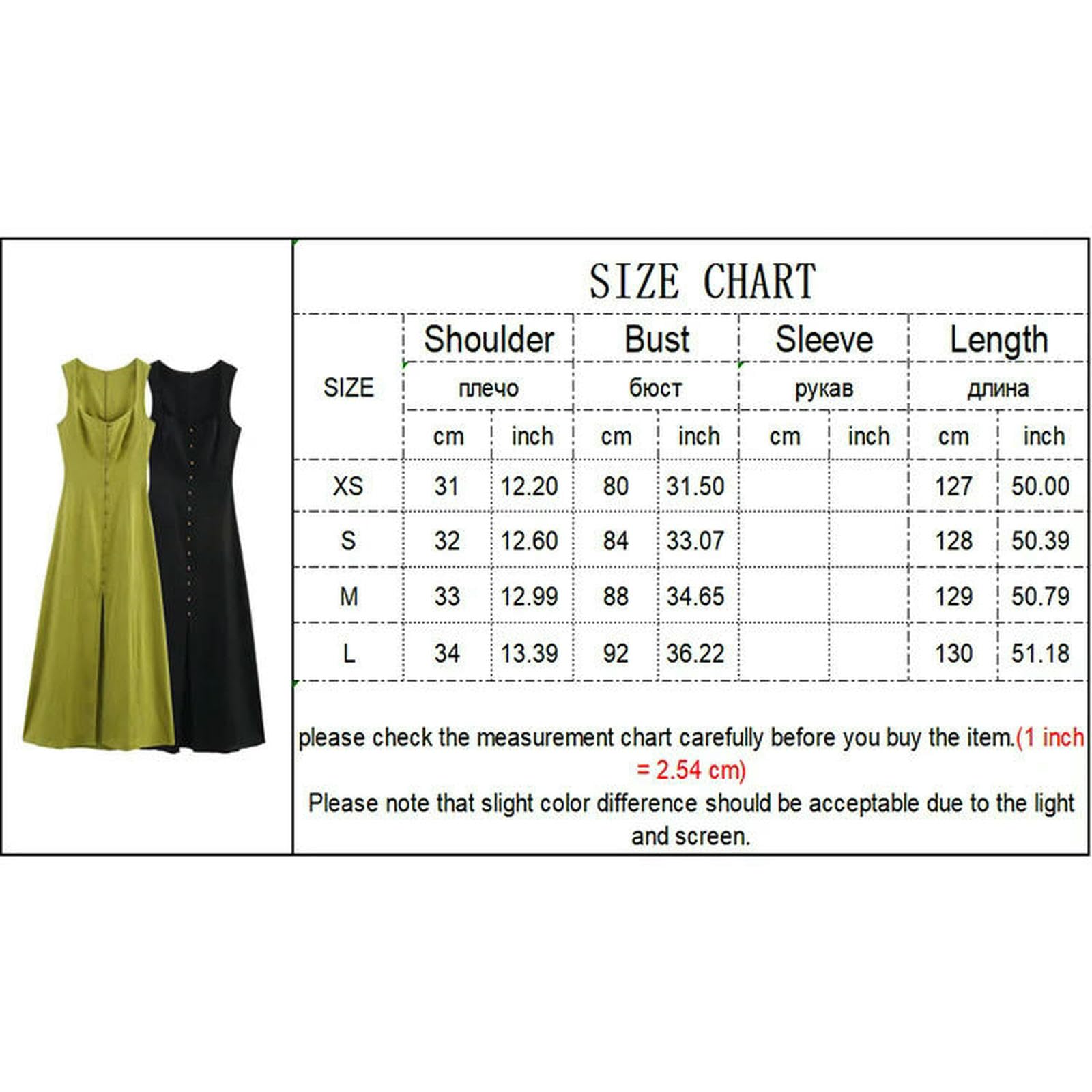 CHENSHI Robe Femme Chic Et Elegant Longue en Ligne A-Line Square NOU sans Manches Larges Sling Maxi Robes D'été De Bouton Trajet D'été-Vert L'armée-s