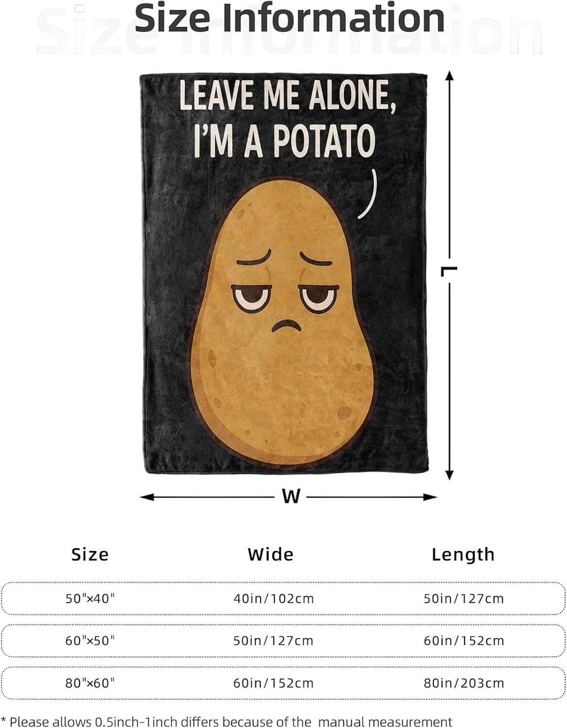 Funny Potato Blanket 50x60 in, Flannel Throw Blankets for Travel Camping Sofa Living Room Decor, Lightweight Cozy Soft Fuzzy Gifts for Women Adults Kids - Image 3