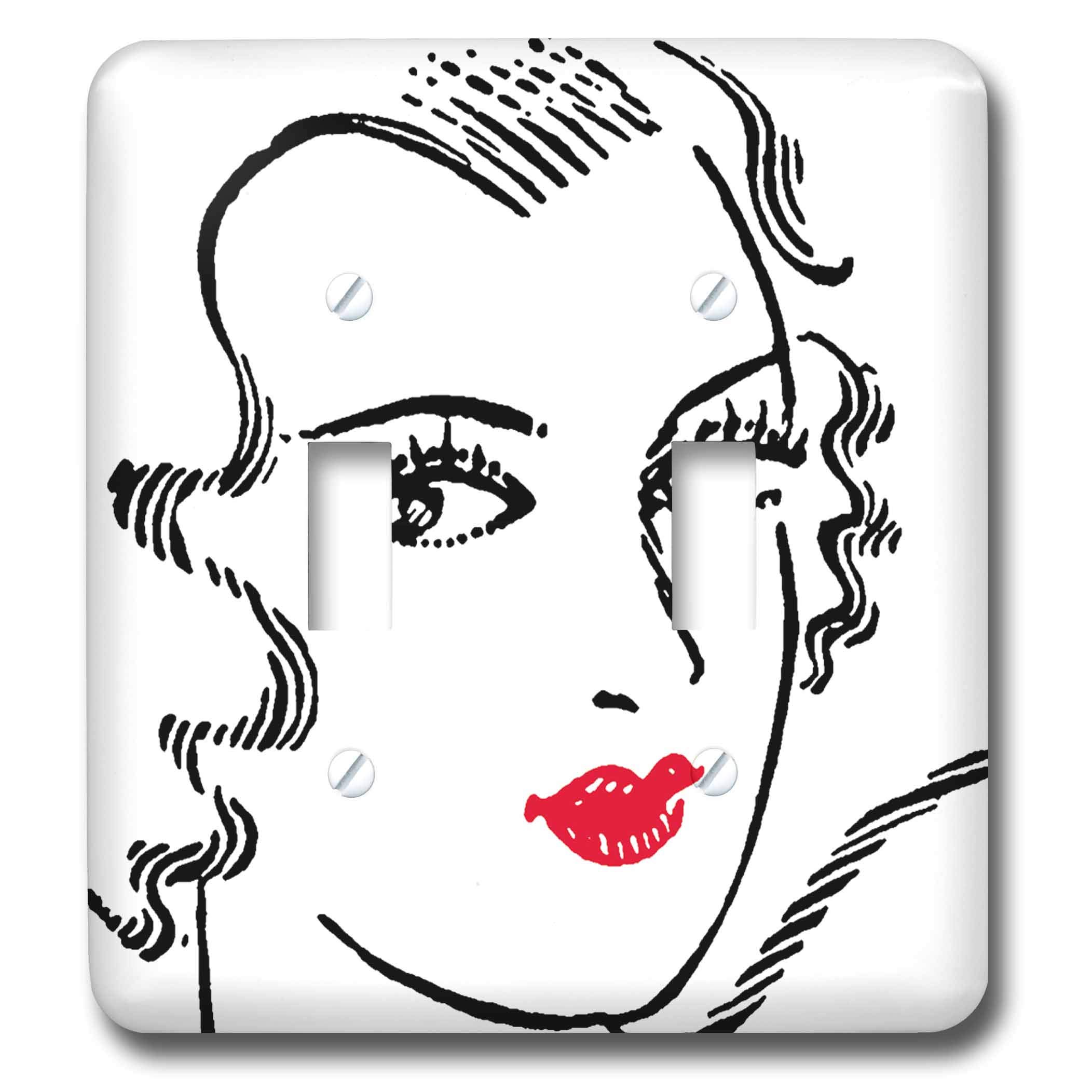 Interruptor de palanca doble con diseño de labios rojos decorativo multicolor para pared