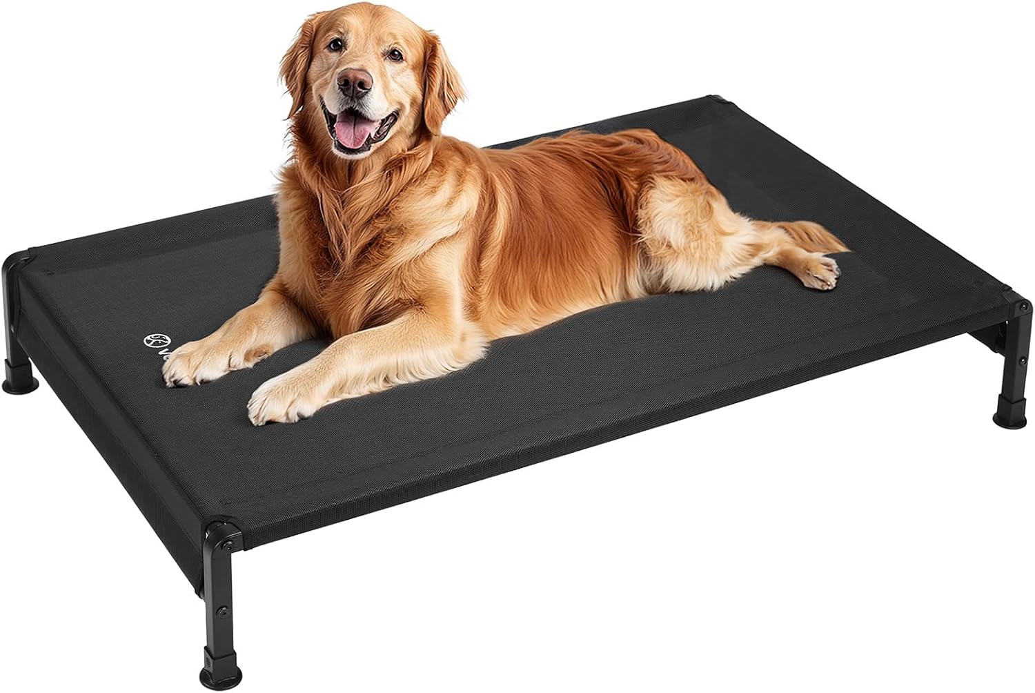 Veehoo Cooling Outdoor Dog Bed, Heavy Duty Elevated Pet Bed with Washable & Breathable Teslin Mesh, Non-Slip Silicon Feet, Dog Cot Bed with Support Hem, 47″ x 29″, Black, CWC2433