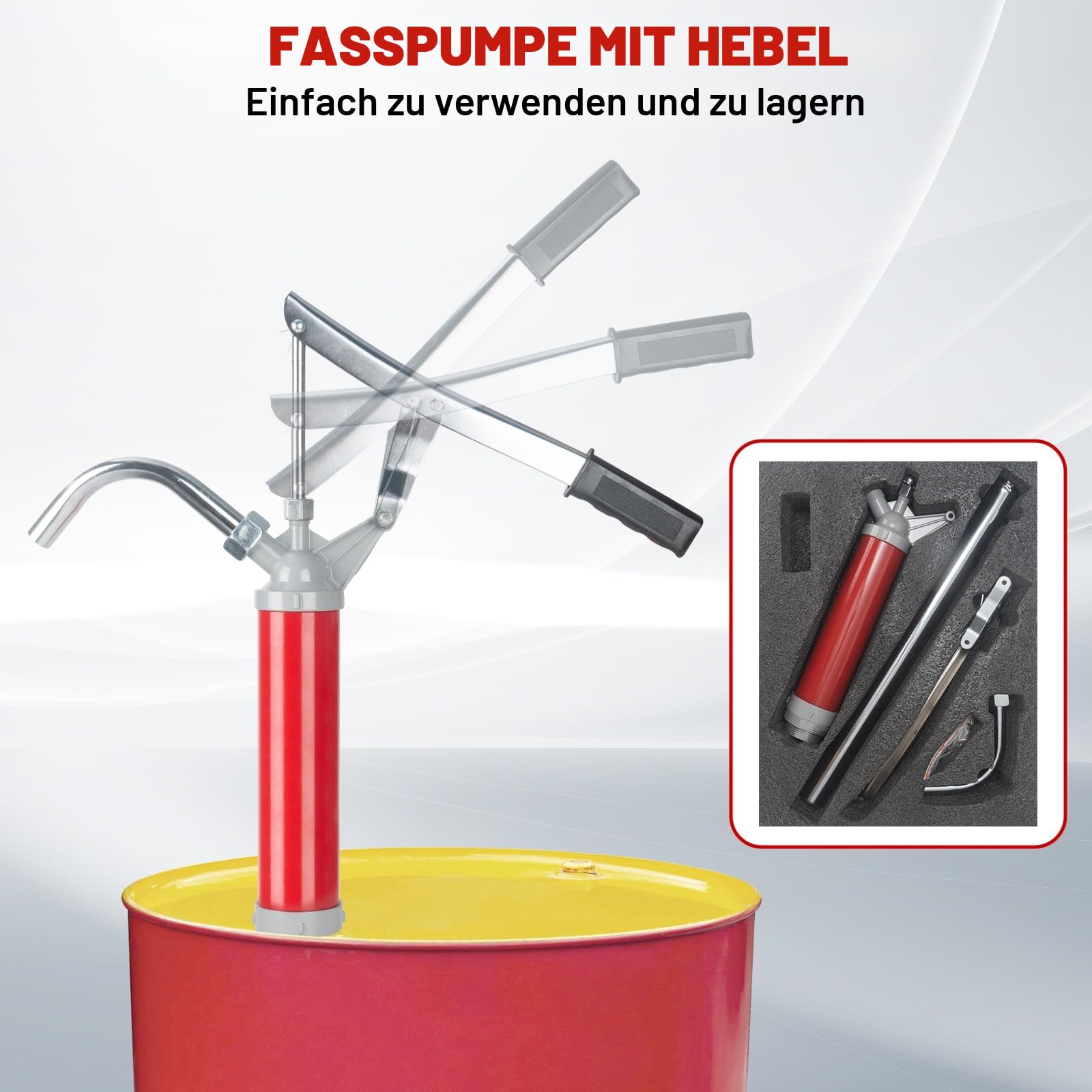 Fasspumpe mit Hebelwirkung，Ölfasspumpe Kurbelpumpe Handpumpe Hebelpumpe für 15 bis 55 Gallonen Fässer