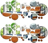 Vista 1 de Juego de 56 calcomanías de pared de espejo flexibles, acrílico extraíble, círculo, autoadhesivo, plástico para decoración del hogar (redondo)